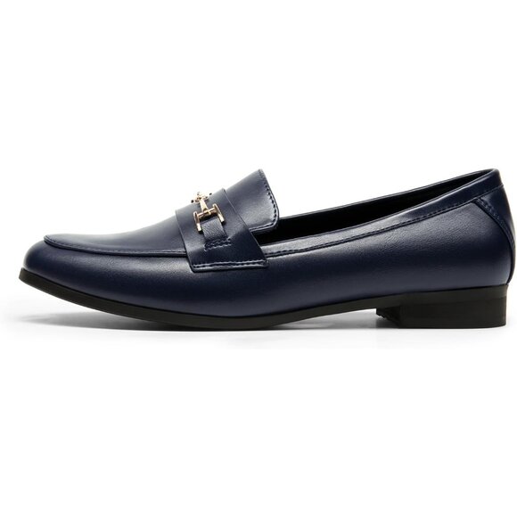 Dream Pairs Women's Navy-pu Faux Leather Comfortable Flats Penny Loafers - Picture 5 of 7